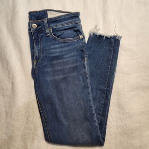 Rag and Bone Stretch Denim Jean with Frayed Ankle - Size 26